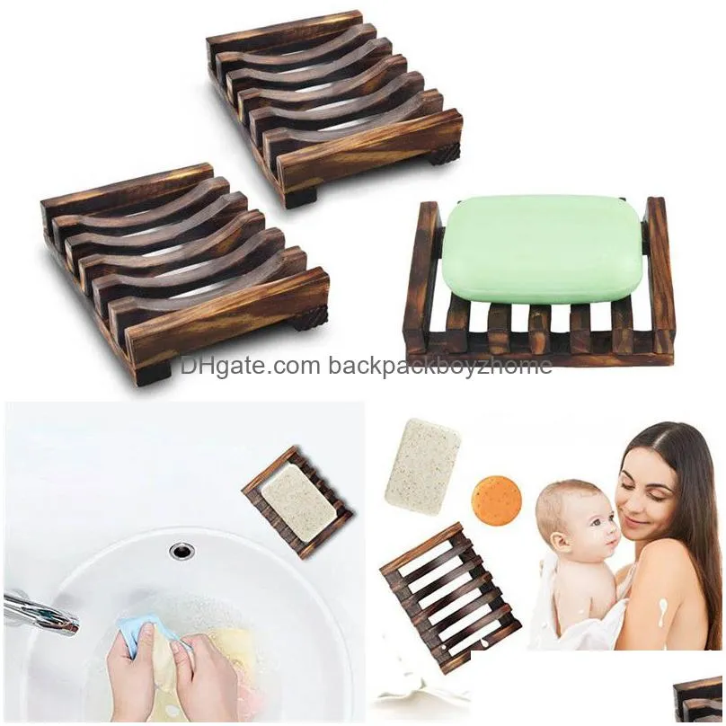 wood soap hollow rack natural bamboo tray holder sink deck bathtub shower toilet soap dishes