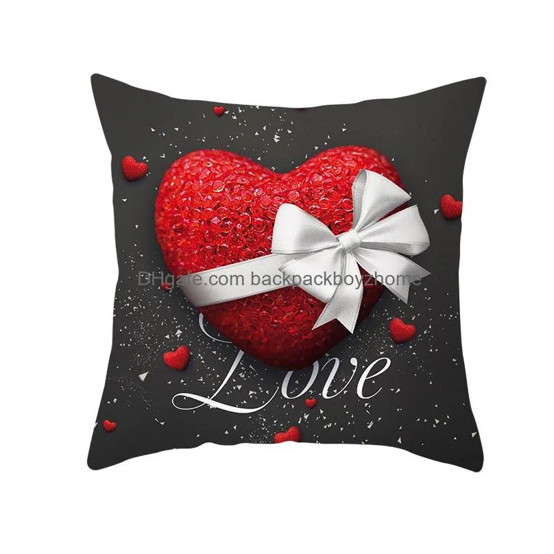 red valentine day pillow case peach skin cushion cover happy valentines day red heart pillow cover wedding pillow case home decor