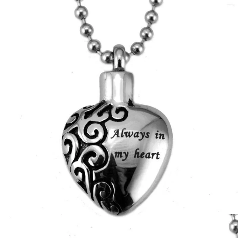 pendant necklaces urns for ashes cremation jewellry stainless steel always in my heart memorial openable bottle necklace men women