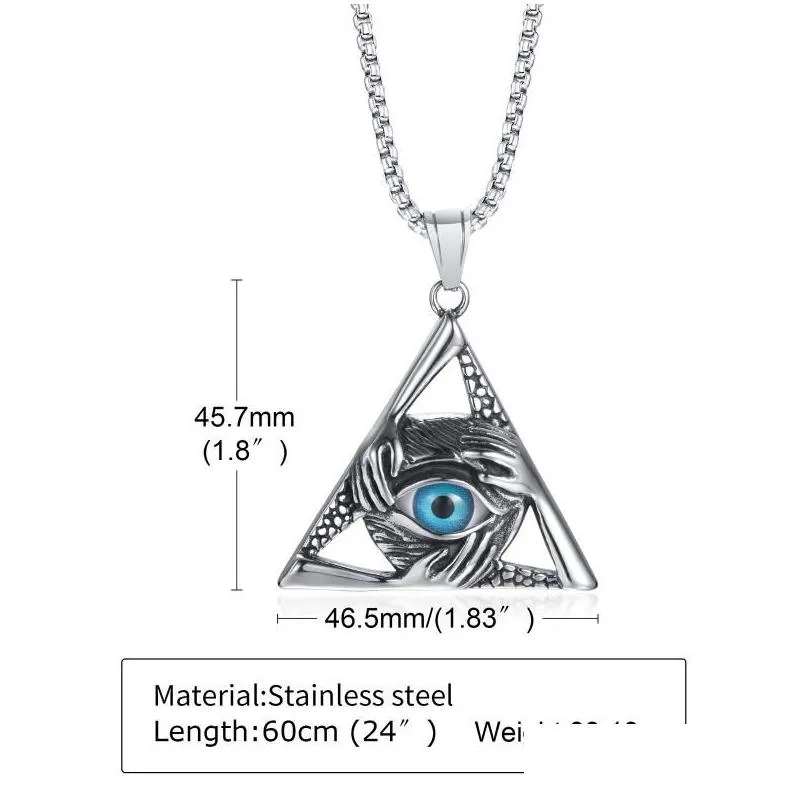 pendant necklaces mens necklace devils eye triangle stainless steel of providence all seeing jewelry spiritual jewelrpendant