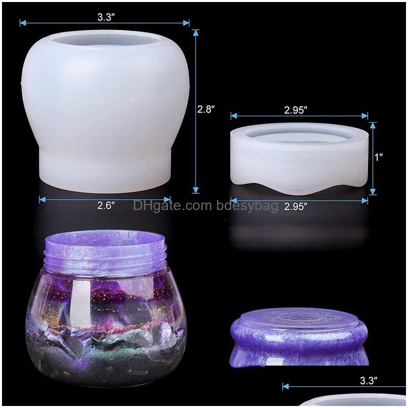 silicone tank mould diy pudding jar jewelry storage box epoxy casting mold with lids party gifts