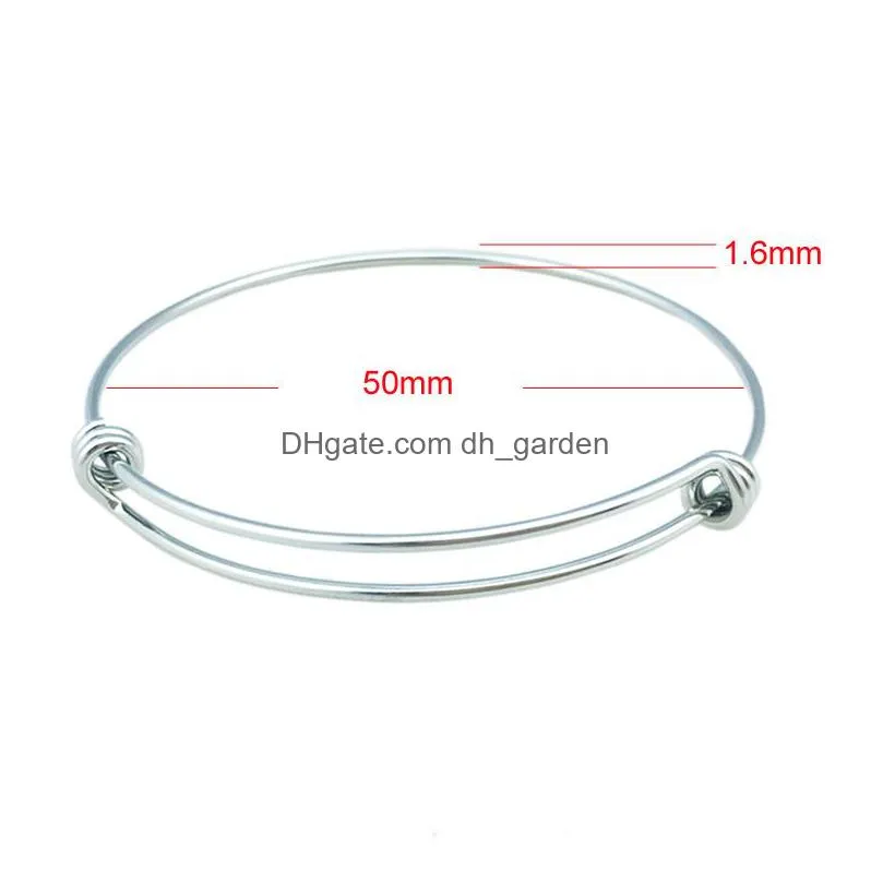 stainless steel wire bangle bracelet 50mm 55mm 60mm 65mm adjustable charm wrist bracelets cuff bangles expandable jewelry making diy