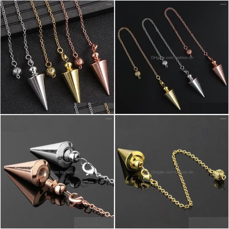 pendant necklaces gold silver antique copper fashion jewelry amulet rose reiki pendulum cone pendule metal healing