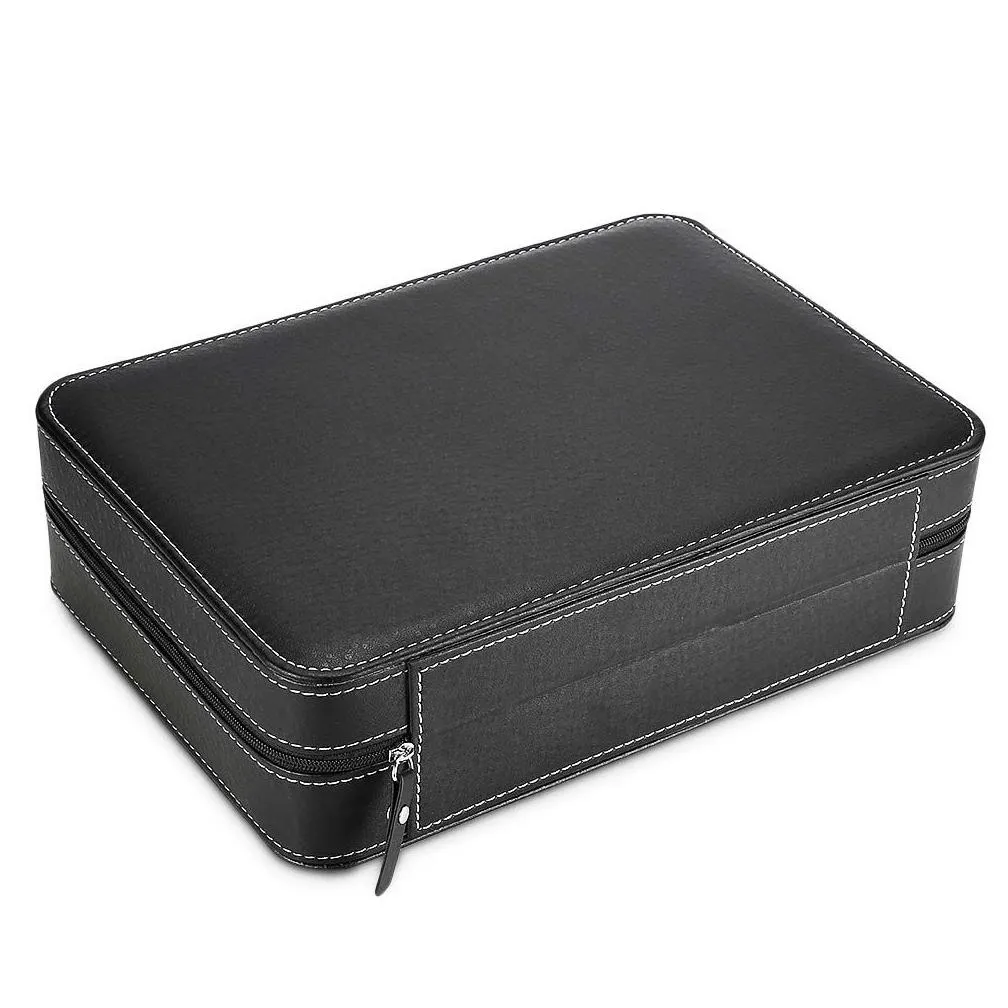 hot special for travel sport protect 10 grids pu leather wristwatch box case zipper watch jewelry storage bag box