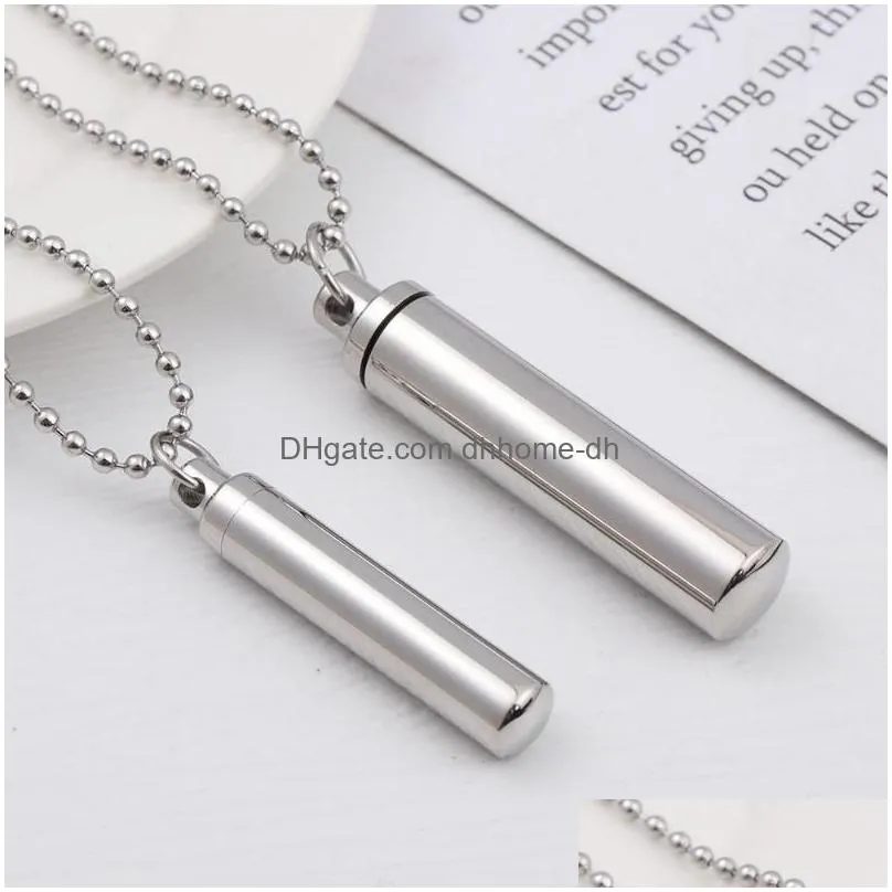 pendant necklaces men woman necklace silver color open cylindrical pendants stainless steel remembrance jewelry accessoriespendant