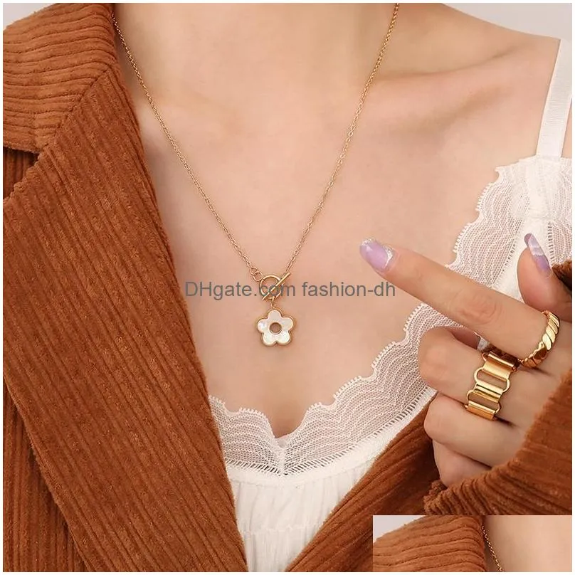 pendant necklaces fashion flower necklace elegant personality allmatch cross chain ot buckle for women girls jewelry giftpendant