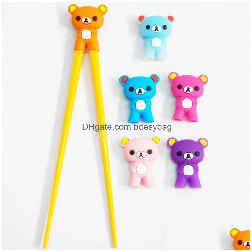 animal chopsticks training helper silicone bear shaped chopstick learning head helpers for kids adults