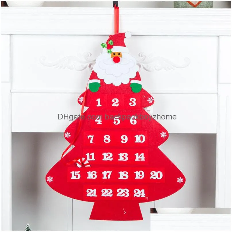 christmas countdown calendar non woven fabric xmas santa claus calendars soft wall hanging calendar merry christmas decorations