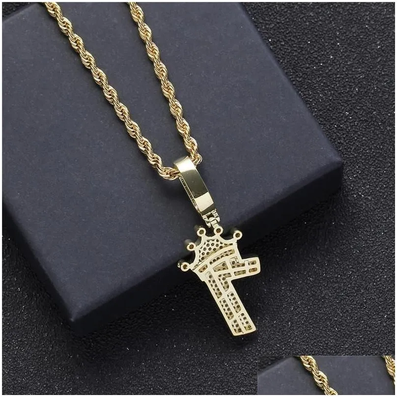 pendant necklaces iced out lucky number 7 with crystal crown charm hip hop bling jewelry mens party necklace giftpendant