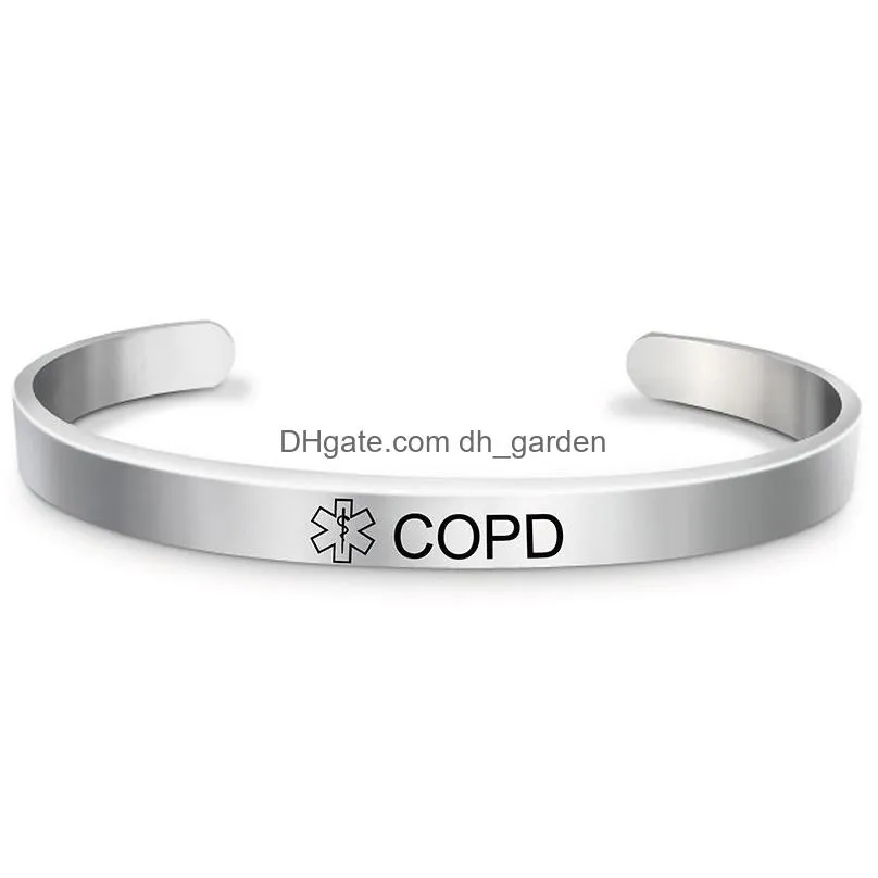 medical alert id bracelets bangles engravable diabetes stainless steel open cuff bracelet friendship jewelry