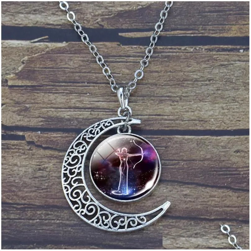 pendant necklaces necklace12 constellation necklace animal starry sky crescent womens neck chain stainless steel jewelry vintage