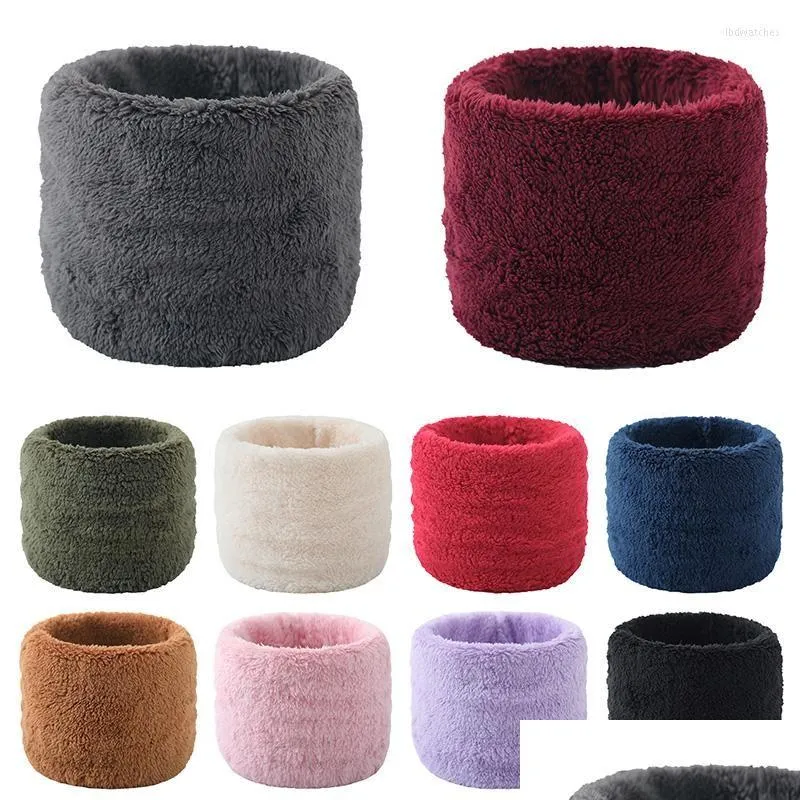 scarves unisex winter plush ring scarf women men soft circle snood ear protection headgear headband warm neck warmer