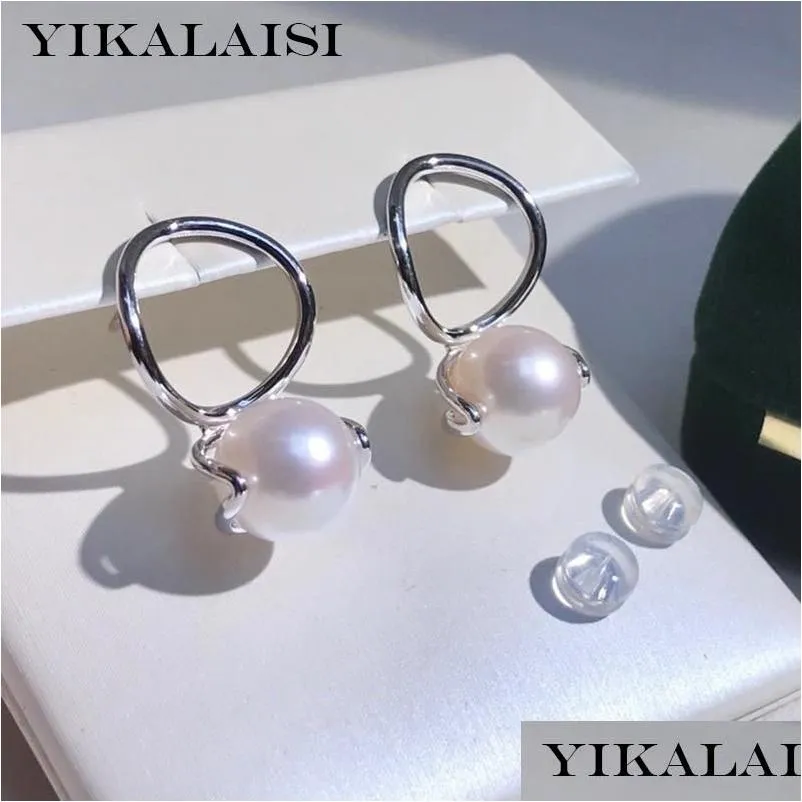 sterling silver earrings jewelry for women 910mm round natural freshwater pearl 2021 fine wholesales stud