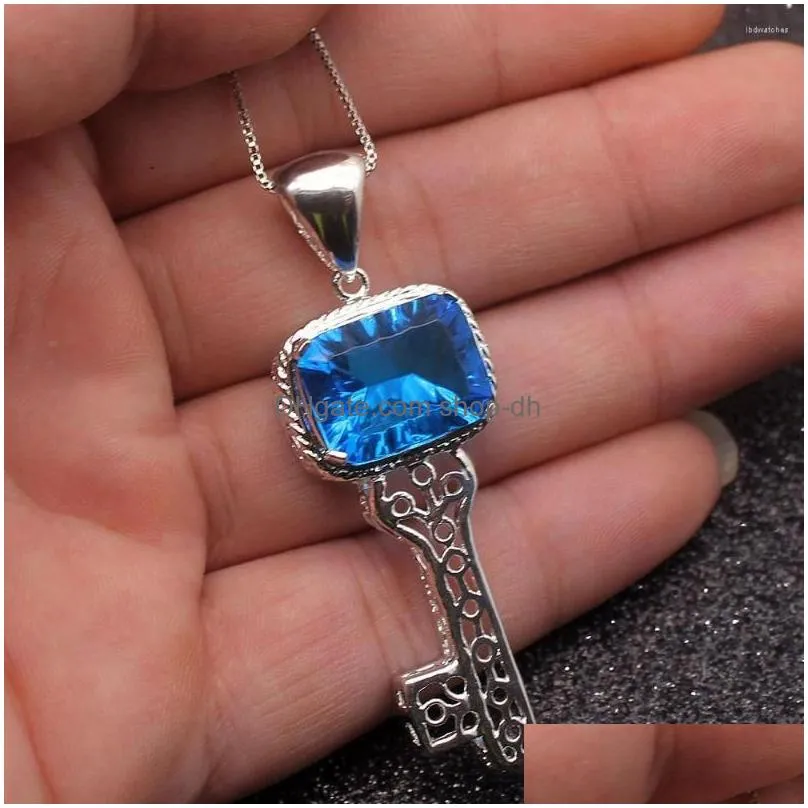 pendant necklaces hermosa royal charming ocean bluetopaz silver color necklace for women 20 inch