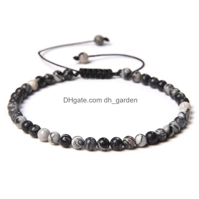 4mm stone beads bracelet for women natural agates onyx lapis lazuli woven bracelets adjustable jewelry