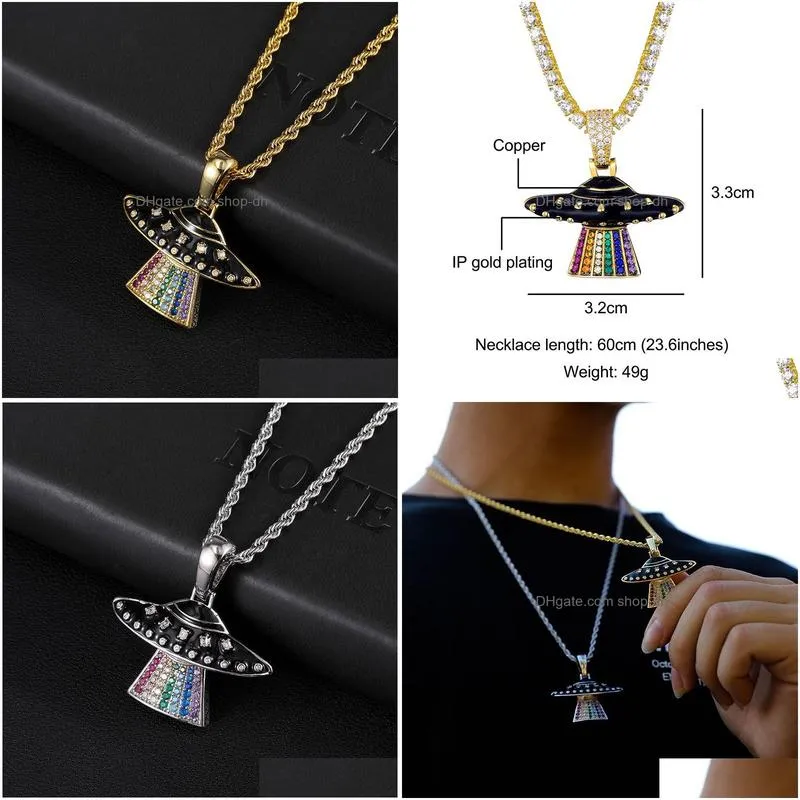 d z micro paved colorful cubic zirconia alien pendant necklace for mens hip hop iced out jewelry bijoux