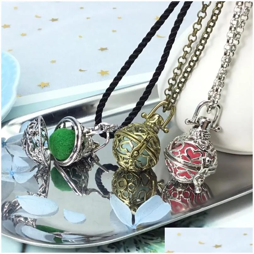 pendant necklaces essential oil diffuser vintage chime music ball heart shape love locket necklace for women diy accessories