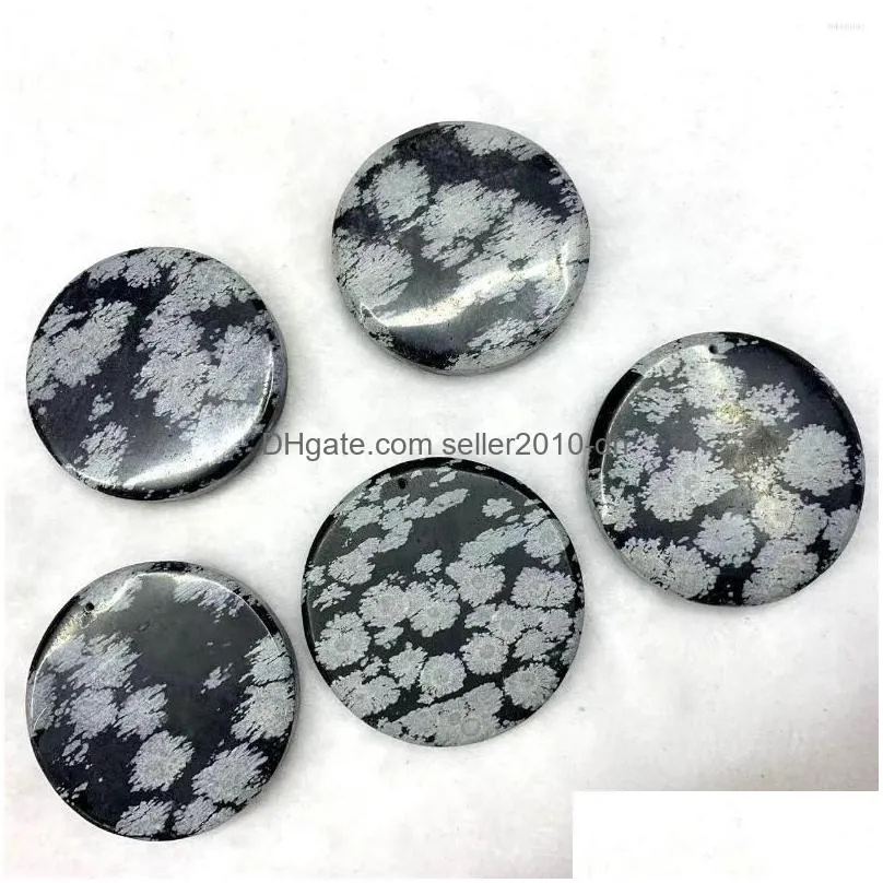 pendant necklaces snowflake obsidian stone natural gemstone jewelry necklace for women men gift wholesale 