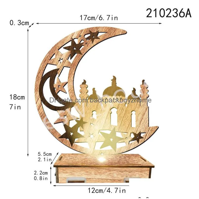 eid mubarak wooden decoration islamic muslim party home ornament with lights ramadan kareem gifts