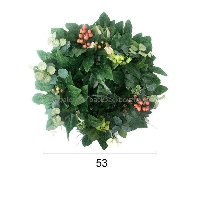 eucalyptus wreath fern leaf creeper ginkgo leaf wreath round green plant rattan garland home office wall decoration