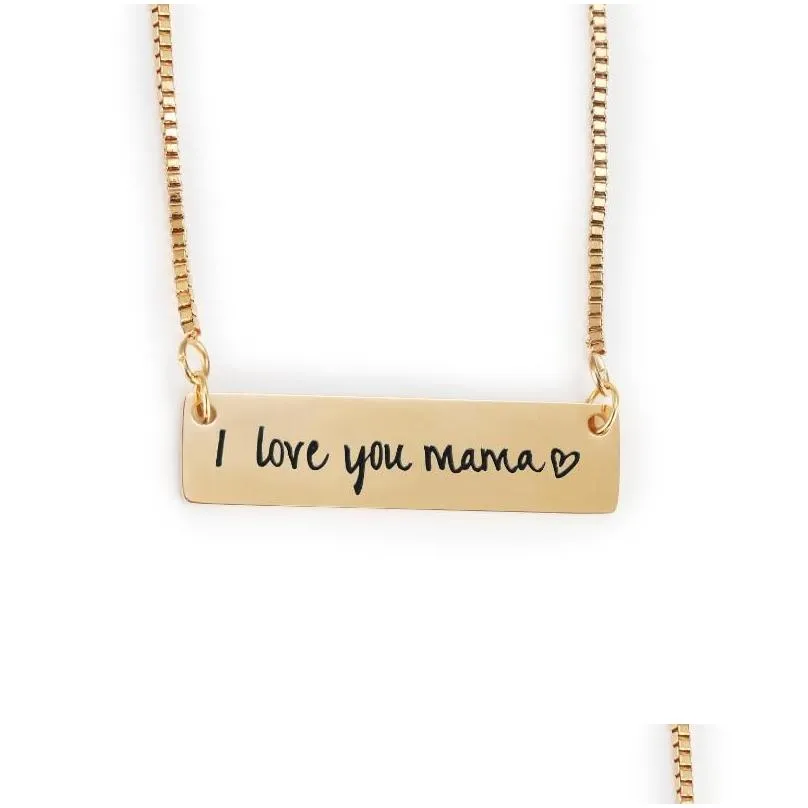 pendant necklaces square letter stainless steel necklace for mama gold plated cute love charm punk chain fashion jewelry mom mothers