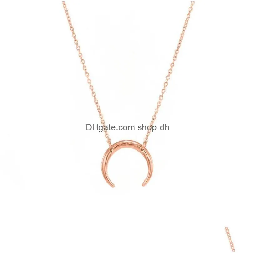 pendant necklaces visunion 316l stainless steel necklace moon horn crescent choker minimalist rose gold silver color chain charm