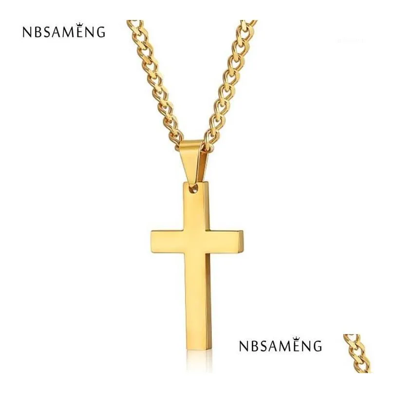 pendant necklaces 2023 cross pendants for men stainless steel 18k gold plated male prayer jewelry yk50461