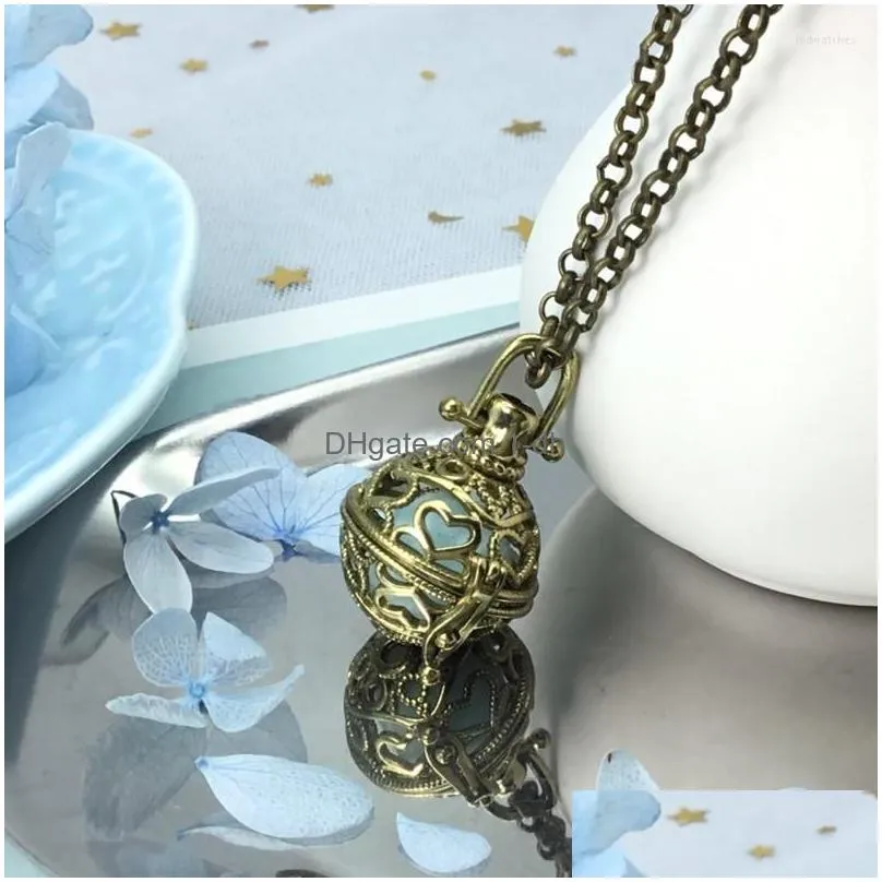 pendant necklaces essential oil diffuser vintage chime music ball heart shape love locket necklace for women diy accessories