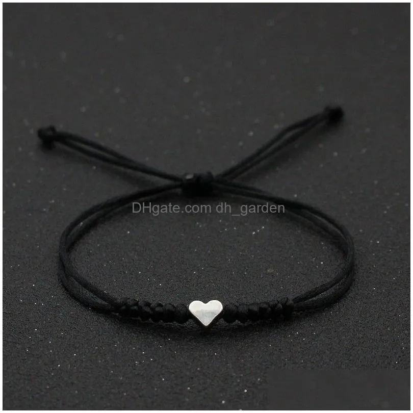 gold silver love heart bracelet couple wish lucky red string braided adjustable charm bracelets for women men jewelry