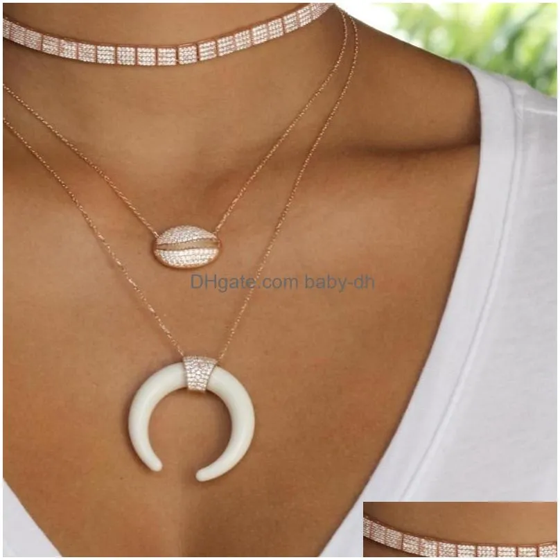 pendant necklaces arrived seckill stock gift for women crecent pendent necklace bohemian lucky horn shape chocker jewelrypendant