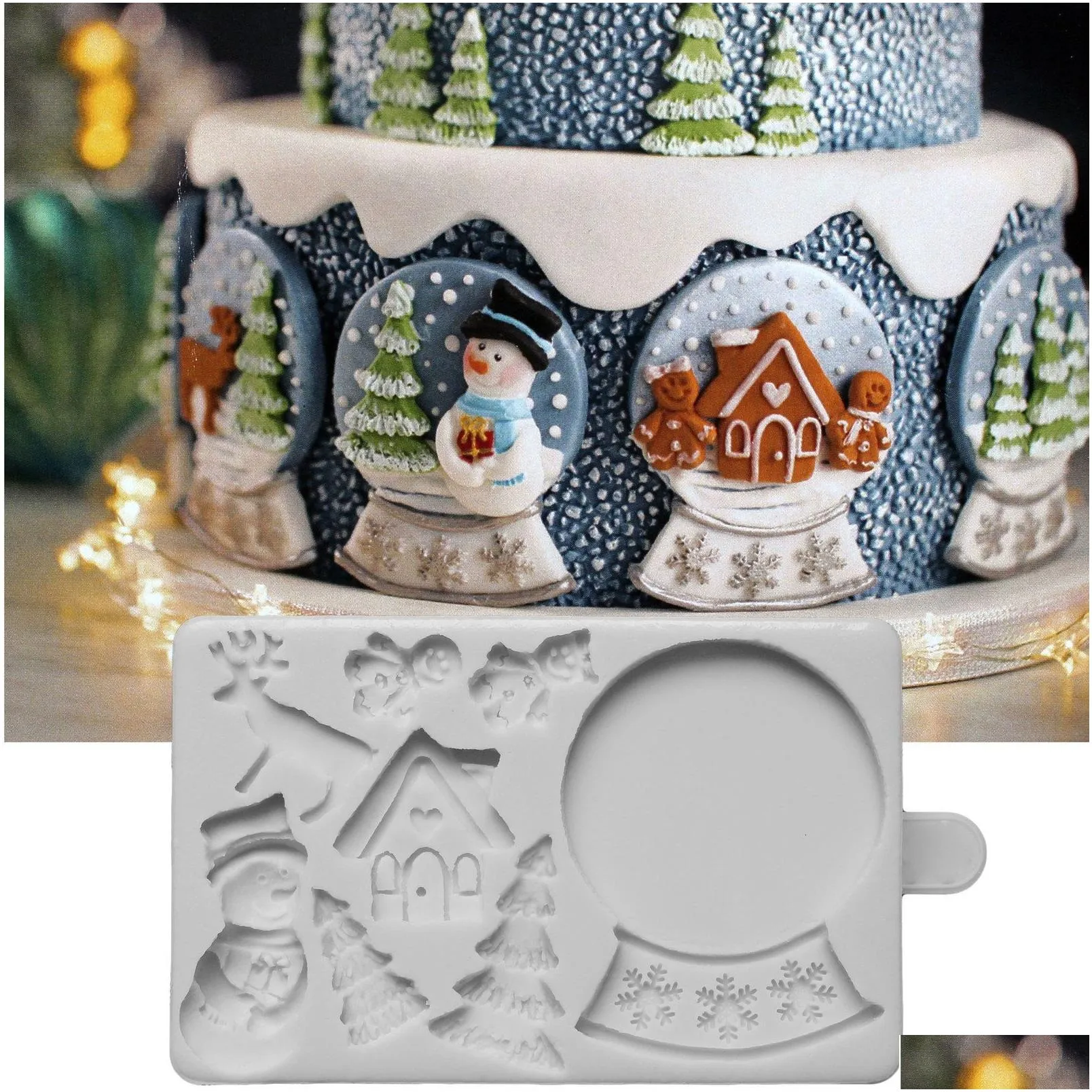 baking moulds christmas snowglobe silicone mould fondant cake decorating and  mold sugarcraft chocolate baking tool kitchenware