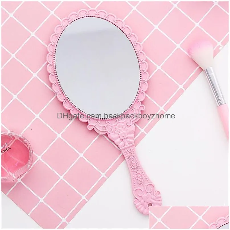 vintage pattern handle makeup mirror bronze rose gold pink black color personal cosmetic mirror