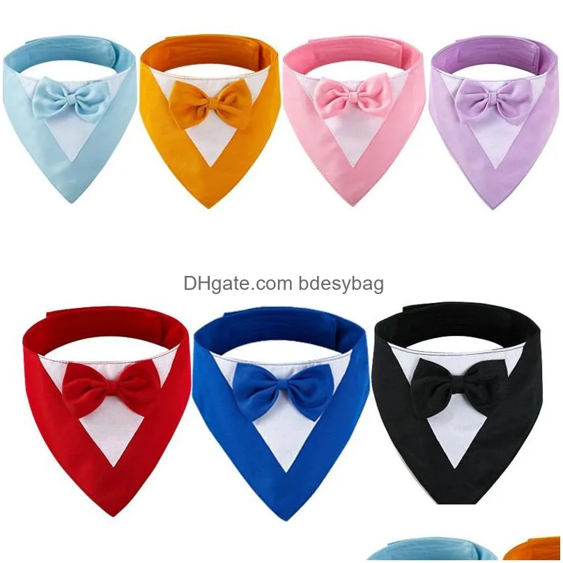 pet triangle bibs scarfs adjustable collar gentleman bow tie suit novelty bandanas dog apparel supply