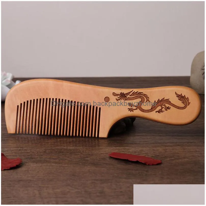 handmade natural wood hair combs wide/fine tooth antistatic hair detangler wooden comb home decor