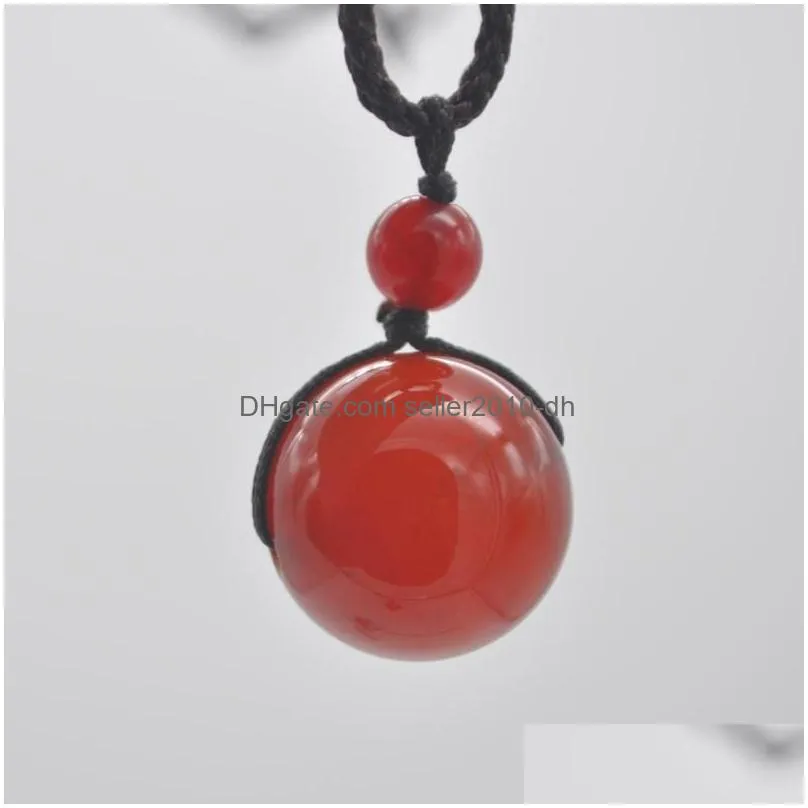 pendant necklaces mixed stone aventurine/carnelian/tigereye/opal/lapis/howlite adjustable nylon rope braid necklace jewelry 1pcs