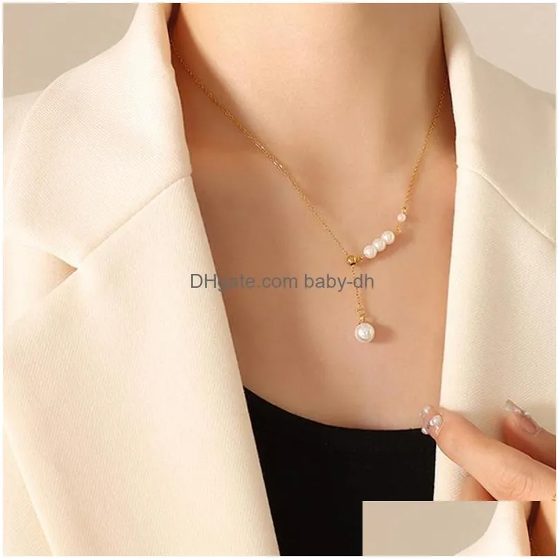 pendant necklaces peal necklace gold heart link chain high sense design fashion jewelry for girl women man party daily