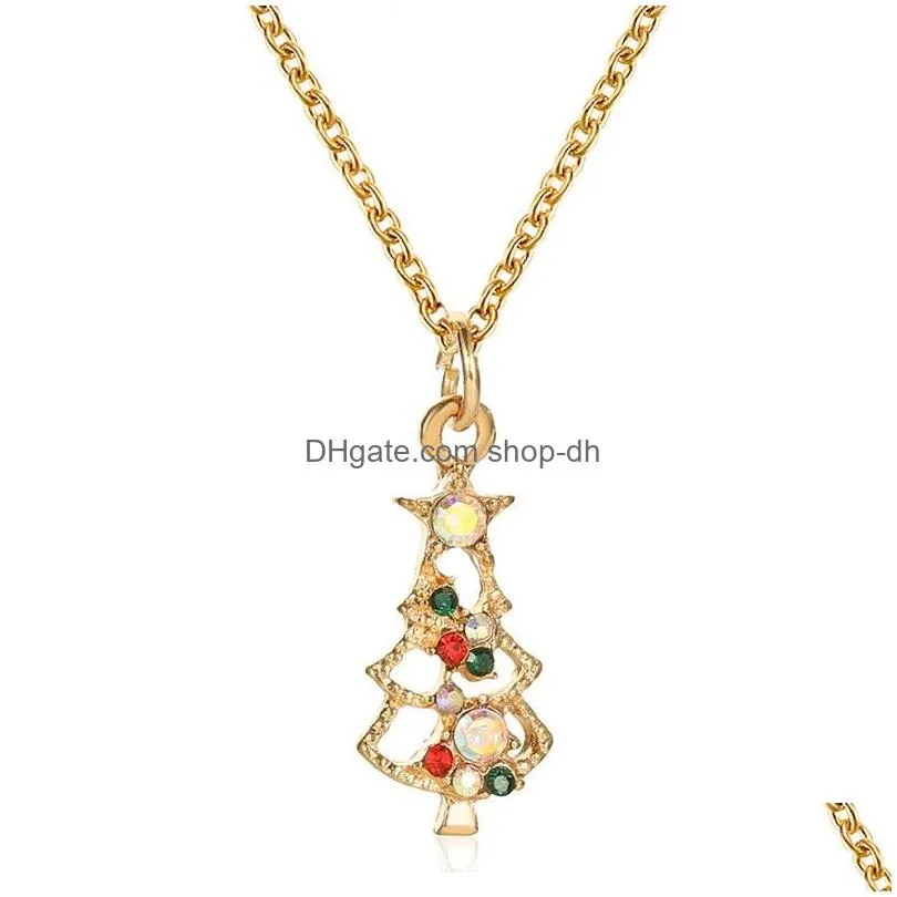 pendant necklaces factory direct sales christmas fashion necklace snowflake cane tree dripping festive giftspendant