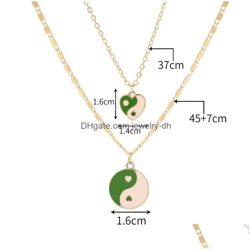pendant necklaces 1 set tai chi couple for women men friends yin yang paired pendants charms braided chain bracelet necklace