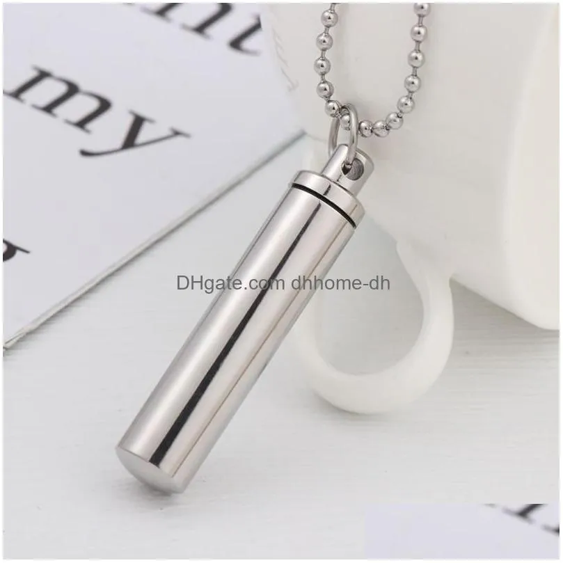 pendant necklaces men woman necklace silver color open cylindrical pendants stainless steel remembrance jewelry accessoriespendant