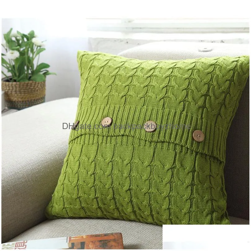 christmas knitted pillow case knitting ins styles sofa car pillow case crochet button 45x45cm home pillowcase decor