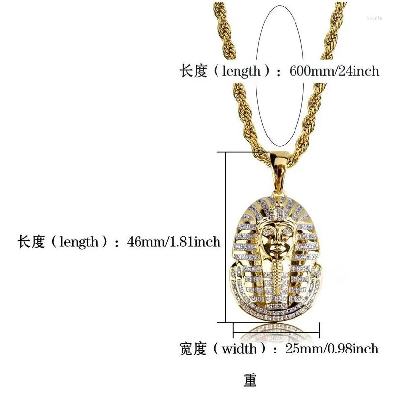 pendant necklaces mens hip hop iced out zircon egyptian pharaoh head fashion punk crystal statement jewelry