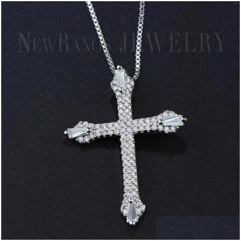 pendant necklaces ranos rhinestone stone cross necklace hip hop male pave micro cz zircons women fashion jewelry nqm002404