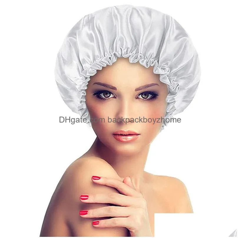 double layer satin bonnet adjust sleep night cap head cover for curly springy hair styling accessories