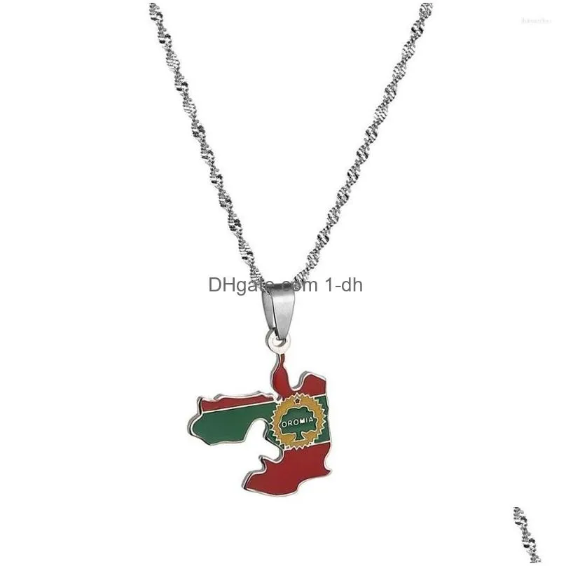 pendant necklaces silver color gold ethiopia oromia map and for women oromo jewelry gift