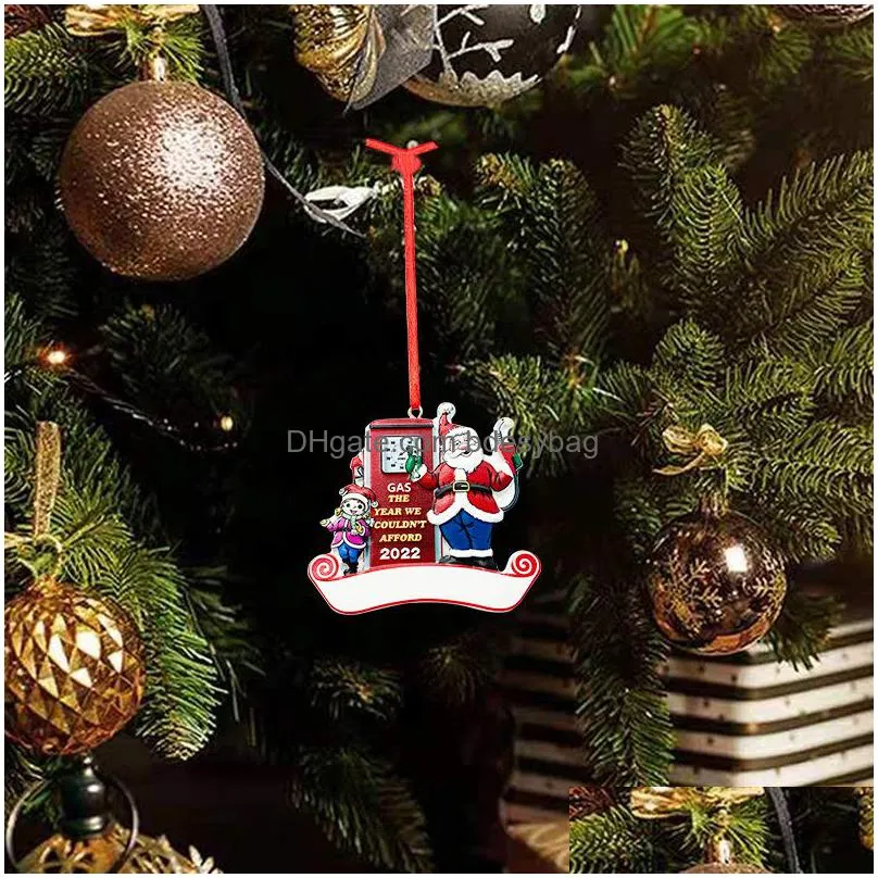 christmas tree hanging ornament gas the year we cannot afford santa moose pattern petrol stations pattern decor