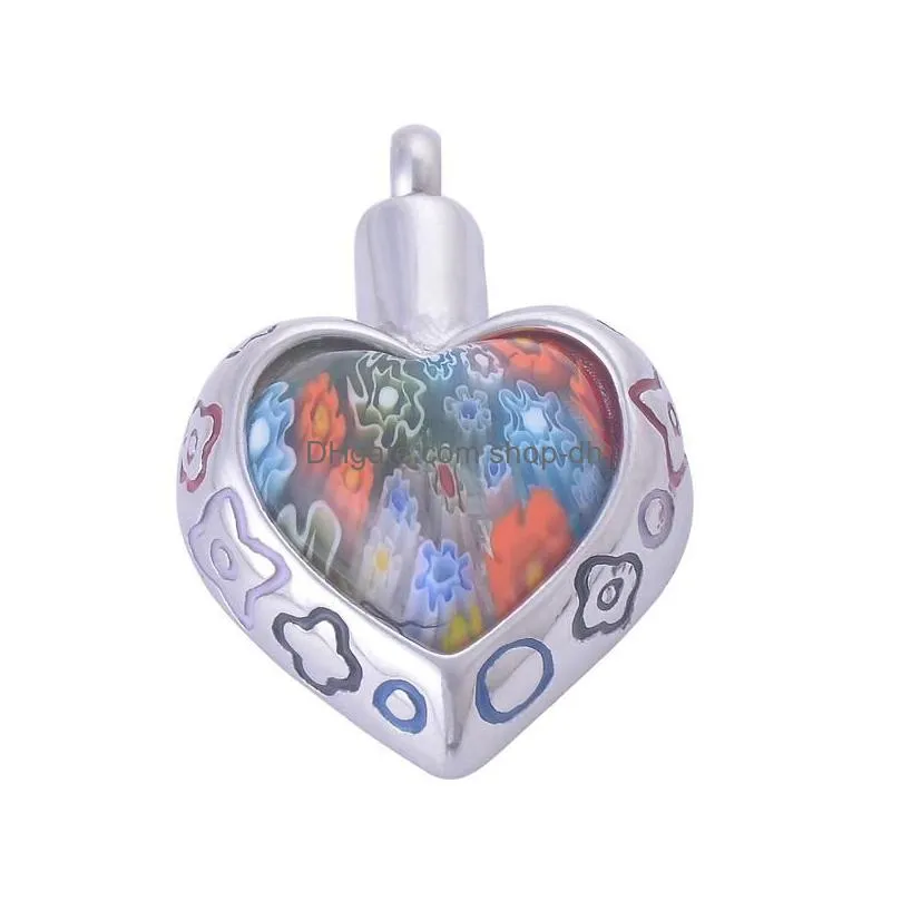 pendant necklaces flower heart memorial stainless steel necklace cremation ashes engraved jewelry ly028pendant