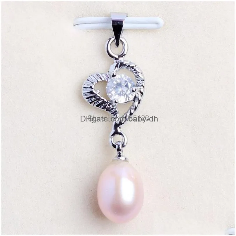 pendant necklaces high quality 79mm pretty natural 4 color freshwater pearl and zircon fashion wj177pendant