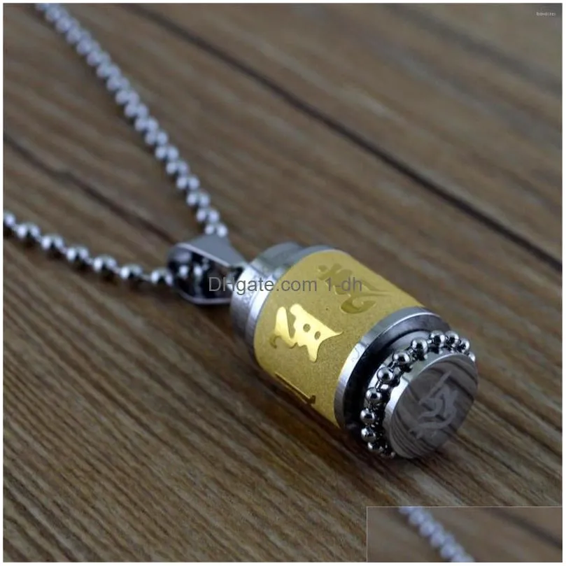 pendant necklaces urn necklace for ashes stainless steel prayer wheel sanskrit opening fro men and women memorial cremation jewellry