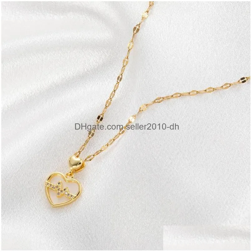 pendant necklaces cute romantic heart beating for you no fade gold color stainless steel women ladies elegant wedding jewelry