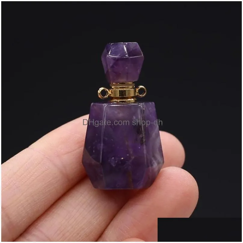 pendant necklaces 1pcs natural square heart shape amethysts stone essential oil memorial jewelry perfume jewellery necklace